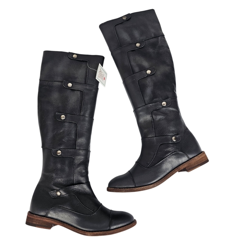 Very Volatile Los Angeles Tall Black Leather Boots NWT
